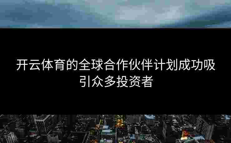 开云体育的全球合作伙伴计划成功吸引众多投资者