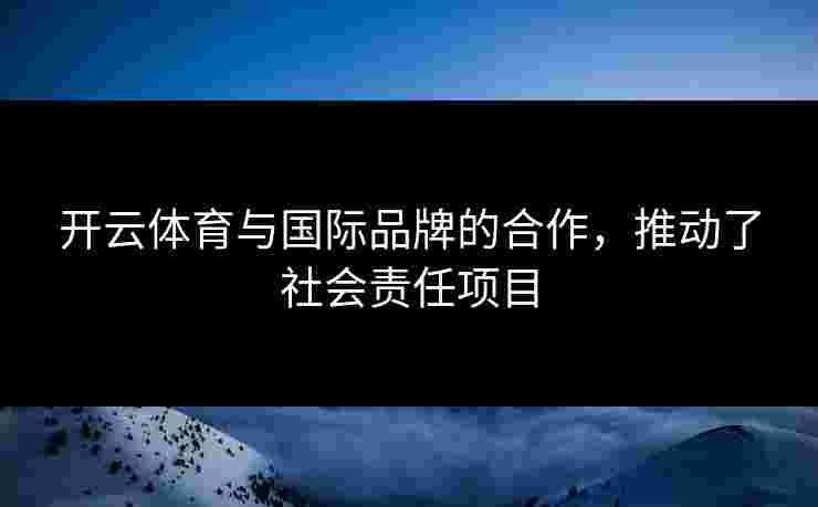 开云体育与国际品牌的合作，推动了社会责任项目