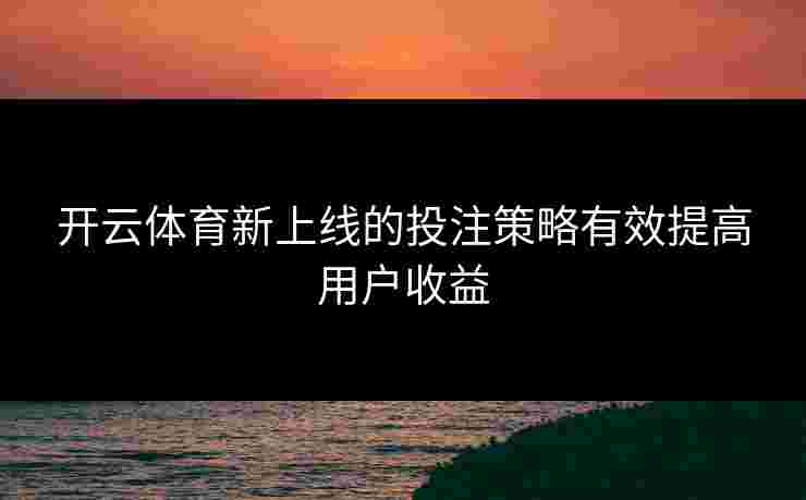 开云体育新上线的投注策略有效提高用户收益